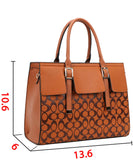 EVERY FASHION Structured Pattern Tote Bag with Matching Zip Wallet DP-9151-W