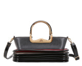 EVERY FASHION Stacked Layer Handbag with Metal Top Handle DW-7096