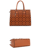EVERY FASHION Structured Pattern Tote Bag with Matching Zip Wallet DP-9151-W