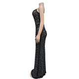 MALYBGG Rhinestone Embellished Spaghetti Strap Maxi Dress 6726LY