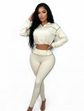 MB FASHION Zip-Up Cropped Jacket & Leggings Set 5033