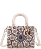 EVERY FASHION Floral Embroidered Tote Bag with Detachable Shoulder Strap