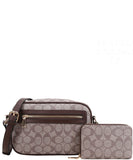 EVERY FASHION Signature Canvas Crossbody Bag Set with Matching Wallet 1055