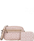 EVERY FASHION Signature Canvas Crossbody Bag Set with Matching Wallet 1055