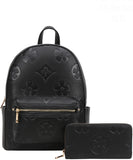 EVERY FASHION Floral Print Backpack with Matching Wallet YB-8578W