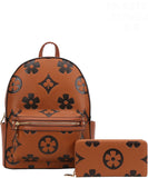 EVERY FASHION Floral Print Backpack with Matching Wallet YB-8578W