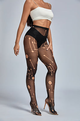 MB FASHION HIGH WAISTED SHEER BLACK STOCKINGS 4186T