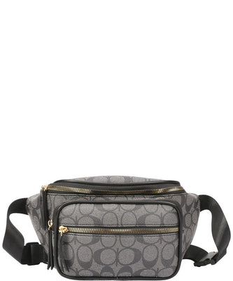 EVERY FASHION Patterned Belt Bag with Multiple Zippered Compartments MS008-1015