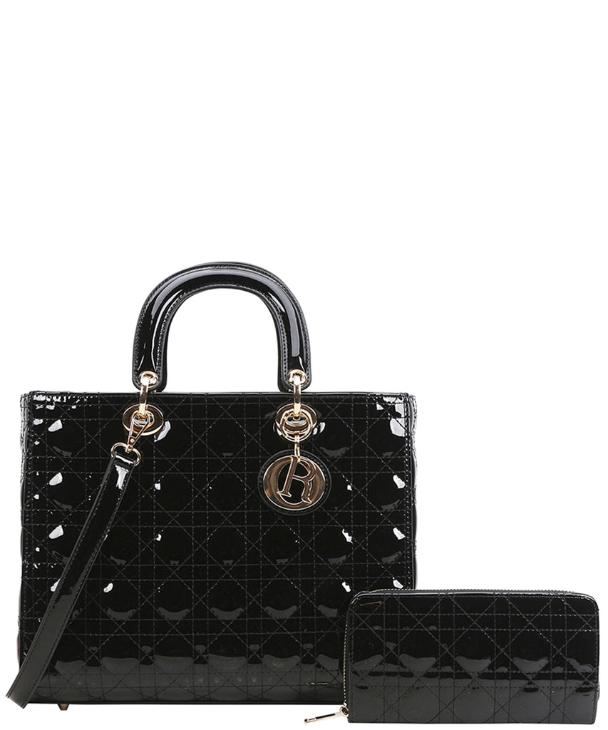 Every Fashion Quilted Tote Bag for Women with Matching Wallet 9167