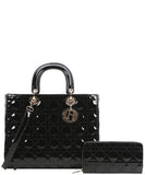 Every Fashion Quilted Tote Bag for Women with Matching Wallet 9167