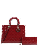 Every Fashion Quilted Tote Bag for Women with Matching Wallet 9167