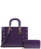 Every Fashion Quilted Tote Bag for Women with Matching Wallet 9167