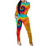 MB FASHION TIE DYE SHIRT HIGHT WAIST PANT SET 5049