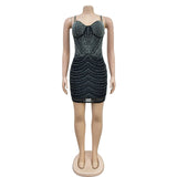 MALYBGG Pure Mesh and Rhinestone Mini Dress 6682-1LY