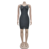 MALYBGG Rhinestone Adorned Halterneck Mini Dress 6779LY