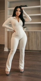 EVERY FASHION Long Sleeve Zippered Two Piece Set with Flared Legs MB 4057LY