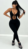 MB FASHION Black Cut-Out Tie-Front Jumpsuit – Sculpting Fit 2197