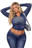 MB FASHION Women’s Contrast-Stitch Two-Piece Set – Long Sleeve Cropped Zip-Up Hoodie & High-Waist Flared Leggings 5071