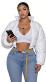 MB FASHION Glossy Cropped Puffer Jacket 0666