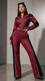 MB FASHION Cropped Zip-Up Tracksuit Set with Contrast Panels 5062