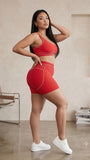 MB FASHION Scoop Neck Sports Bra & High-Waisted Biker Shorts Set 5083
