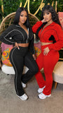 MB FASHION Cropped Zip Jacket & High-Waist Flare Pants Set 5018