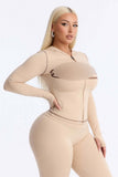 MB FASHION Zip-Up Hooded Jacket & Flared Pants Matching Tracksuit Set 2290