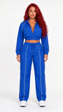 MB FASHION Two-Piece Windbreaker Zip-Up Set with Drawstring Details 5052