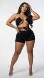 MB FASHION Halter Cut-Out Romper – Strappy Waist Short Jumpsuit 173