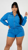 MB FASHION Two-Piece Track Shorts and Cropped Zip-Up Jacket Set 5020LY