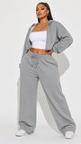 MB FASHION Cropped Zip-Up Hoodie and Wide-Leg Sweatpants Set 6051