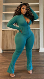 EVERY FASHION Long Sleeve Zippered Two Piece Set with Flared Legs MB 4057LY