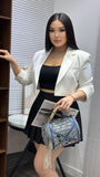 EVERY FASHION Luxury Blue Rhinestone Barrel Bag – Crystal Embellished Denim Cylinder Crossbody