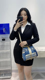 Every Fashion Luxury Dark Blue Denim Rhinestone Satchel