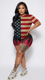 MB FASHION Vintage American Flag T-Shirt and Graphic Shorts Set 6683
