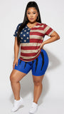 MB FASHION Vintage American Flag T-Shirt and Graphic Shorts Set 6683