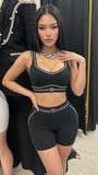 MB FASHION Scoop Neck Sports Bra & High-Waisted Biker Shorts Set 5083