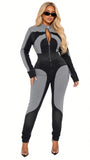 MB FASHION Two-Piece Zip-Up Denim Jacket and High-Waist Jeans Set 8196