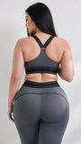 MB FASHION Square-Neck Sports Bra & High-Waisted Leggings Activewear Set 5085