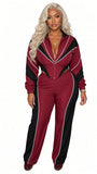 MB FASHION Cropped Zip-Up Tracksuit Set with Contrast Panels 5062
