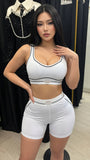 MB FASHION Scoop Neck Sports Bra & High-Waisted Biker Shorts Set 5083