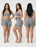 MB FASHION Scoop Neck Sports Bra & High-Waisted Biker Shorts Set 5083