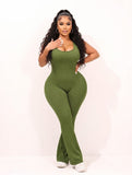 MB FASHION RIBBED SEAMLESS FLARE WORKOUT JUMPSUIT 246LY