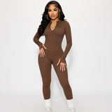 MB FASHION RIBBED PREMIUM LONG SLEEVE YOGA JUMPSUIT 6953LY