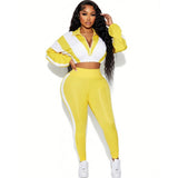 EVERY FASHION Zip-Up Crop Jacket & High-Waist Jogger Set MB 5015LY