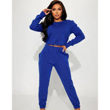 MB FASHION Long-Sleeve Crop Top and High-Waisted Jogger Pants Set 12579R