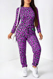 MB FASHION Animal Print Long Sleeve Top and Jogger Set 3446