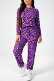 MB FASHION Animal Print Long Sleeve Top and Jogger Set 3446
