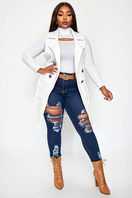 MB FASHION SLEEVELESS CARDIGAN BUTTON UP WAIST COAT 1234LY