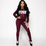 MB FASHION Graphic Print Hoodie and High-Waisted Leggings Set 8032